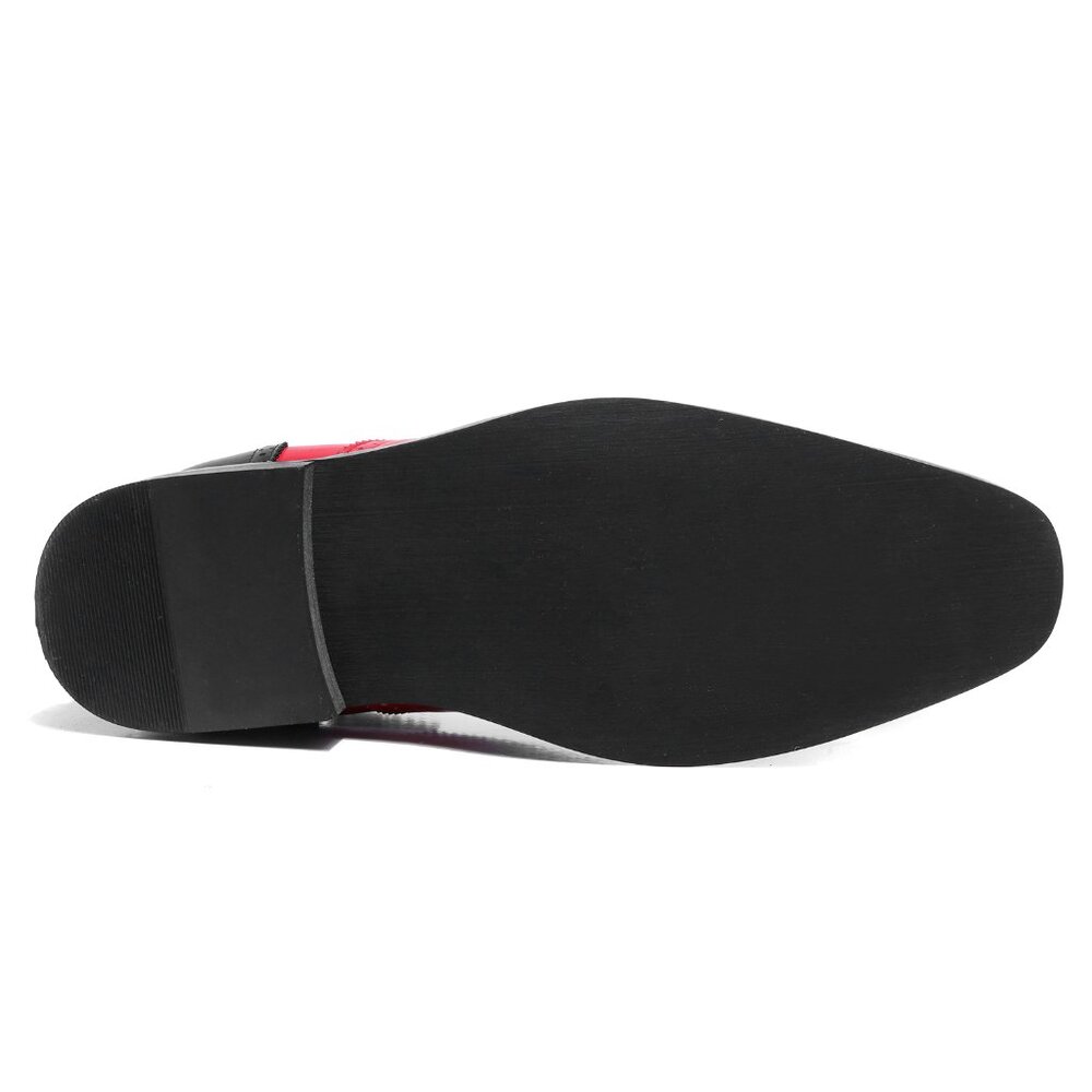Black Red 1920's Wingtip Lace up Oxford Dress Shoes - Picture 6 of 7